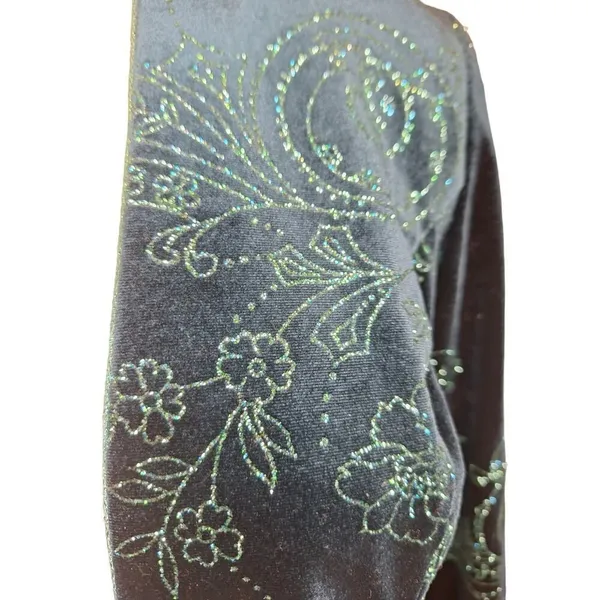 R&M Richards Womens Size 6 Petite Velvet Suit Jacket Deep Teal Green Embellished - Image 4