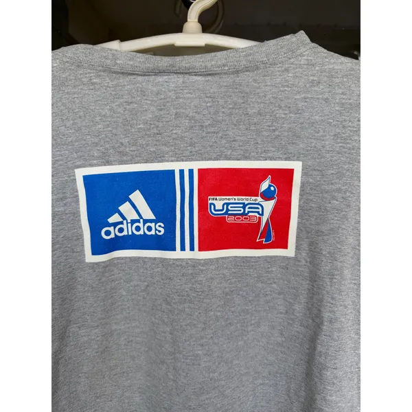 Vintage FIFA WORLD Cup Adidas XL USA Women's 2003 Long Sleeve T-Shirt Gray - Image 8