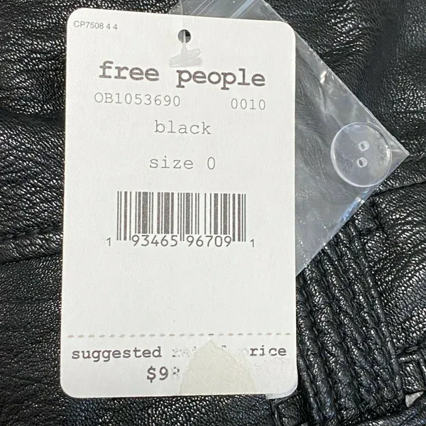 Free People‎ Payton Womens 0 Black Faux Leather Mini Skirt Paperbag Waist Y2K - Image 6