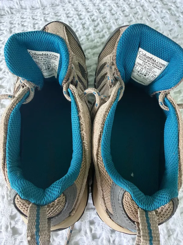 Columbia Crestwood Women's Hiking Shoes Size 7.5 Beige Teal Trail Sneakers Low - Image 11
