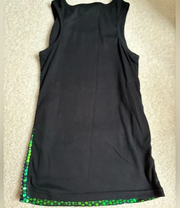 Balera Green and Black Sparkle Tank Top Dance Costume - Image 2