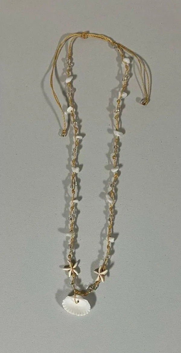 Beige Tan Beaded Seashell Shells Starfish Beach Vibes Necklace Choker Jewelry 🐚 - Image 4