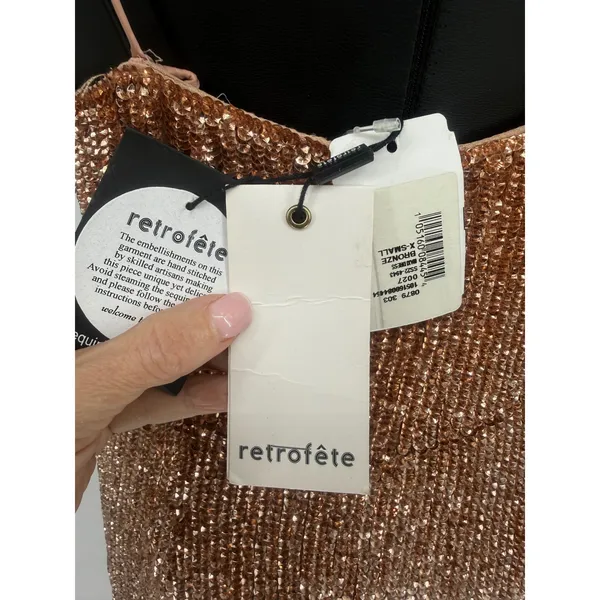 NWT Retrofête‎ Katya Sequin Gown Bronze XS Cowl Neck Maxi Dress $795 - Image 6
