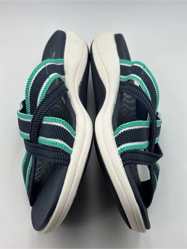 Cloudsteppers by Clarks Navy and Teal Crisscross Slide Sandals Size 9.5 - Image 6
