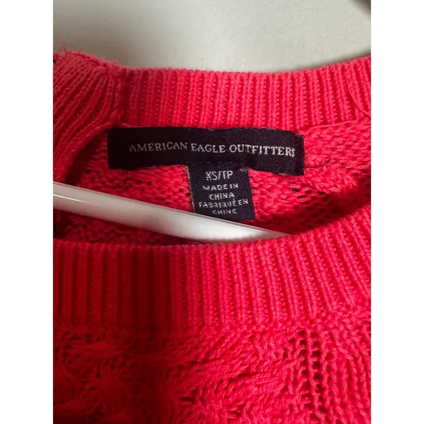 American Eagle Outfitters Womens XS‎ Pink Textured Knit Back Zip Sweater XS/TP - Image 3