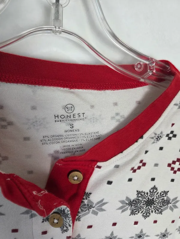 Honest Company Women's Thermal Henley Family Christmas Pajamas Top Pants Small - Image 4