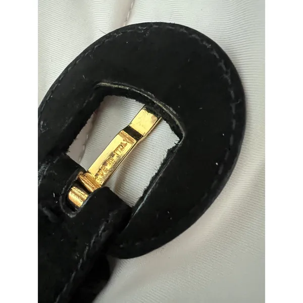 XS Vintage Salvatore Ferragamo Vara buckle belt suede leather black gold logo - Image 10