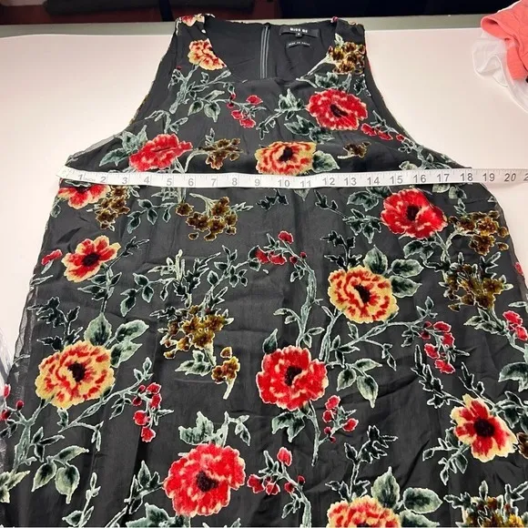 Miss Me Floral Burnout Velvet Shift‎ Dress Sleeveless Black Small - Image 8