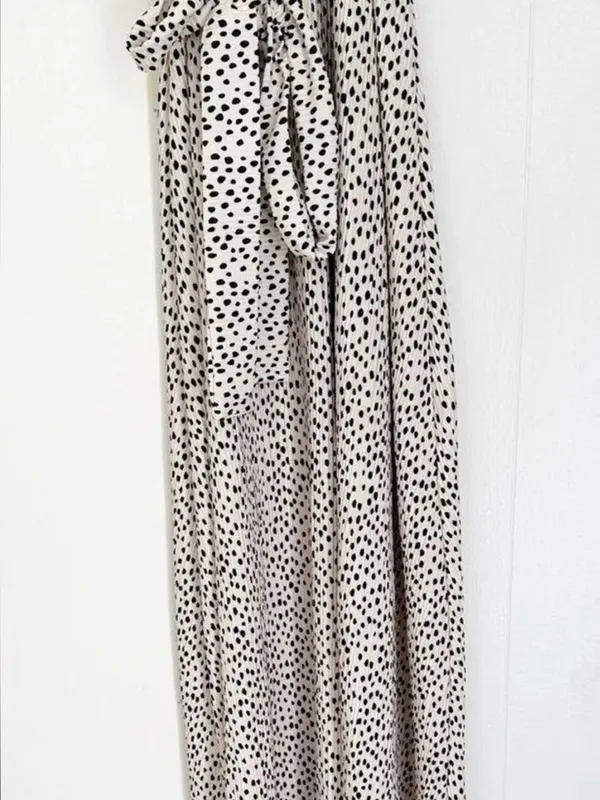 RIVER ISLAND Cream with Black Polka Dots Midi Dress 8 - Image 4