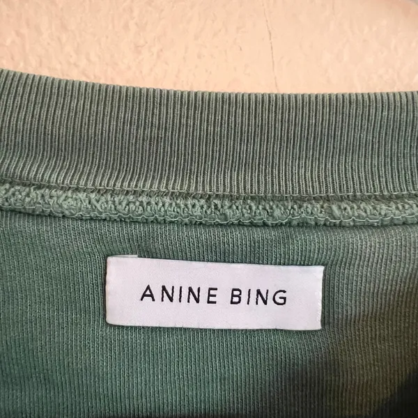 Anine Bing Sweatshirt Womens S Green Harvey Tour Graphic Organic Cotton Pullover - Image 5