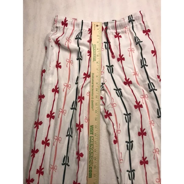 Sage & Sky Womens White Red Black‎ Bow Ribbon Pajama Set Size S Long Sleeve Crop - Image 5