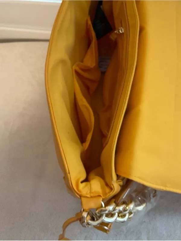 bebe Quilted Orange-Yellow Crossbody Bag - Image 2