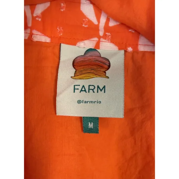 FARM RIO Medium Orange White Cotton Tiered Ruffle Mini Skirt Aztec Boho Festival - Image 3