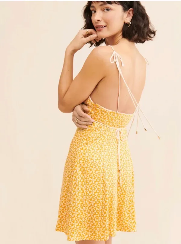 Free People Yellow Mini Dress M - Image 2