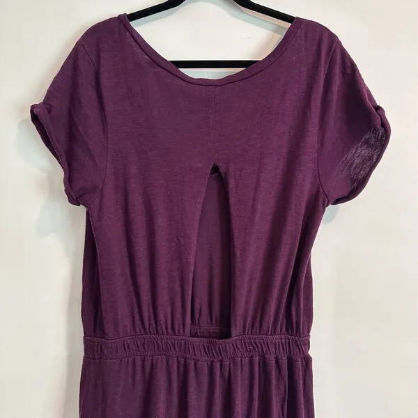 Free People Beach Audrina Maxi Dress Size Large Cut Out Back Purple Short Sleeve - Image 8