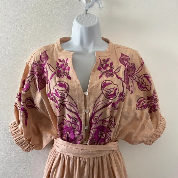 Misa Los Angeles Dress Small Lusila Embroidered Boho Peasant Cottage Pockets - Image 6
