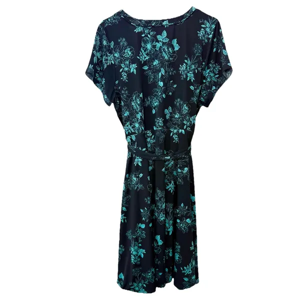 Torrid Black Aqua Floral Jersey Knit Faux Wrap Surplice Dress‎ Size 2X - Image 6