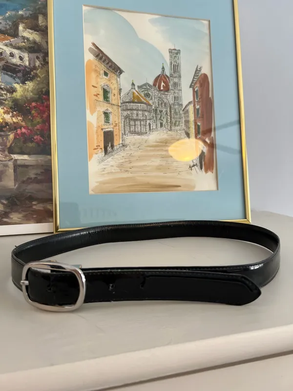 Black leather belt with silver buckle #leather #buckle #belt - Image 3