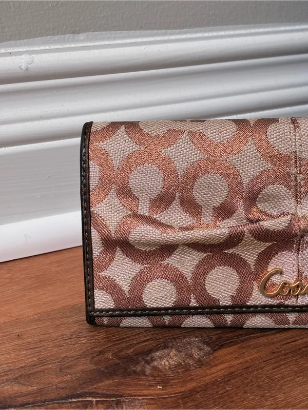 Coach Signature Jacquard Ruched Long Wallet, Glitter Monogram Print, Y2K - Image 4