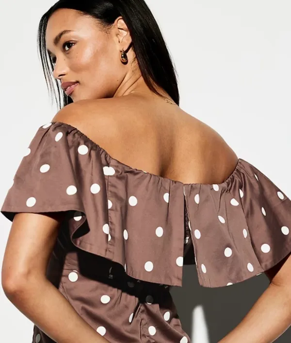 Old Navy Brown Polka Dot Midi Dress - Image 2