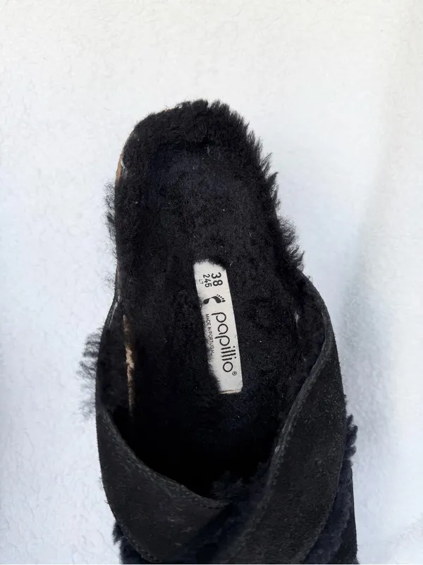 PAPILLIO By BIRKENSTOCK Women's Daytona Platform Black Shearling Sandal Sz 38 - Image 11