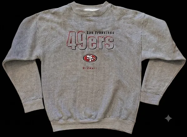 Riddell San Francisco 49ers Houndstooth Crewneck Sweatshirt NFL Gray Black White - Image 13