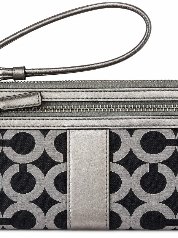 Coach Metallic Silver & Black Wristlet Wallet - Image 2