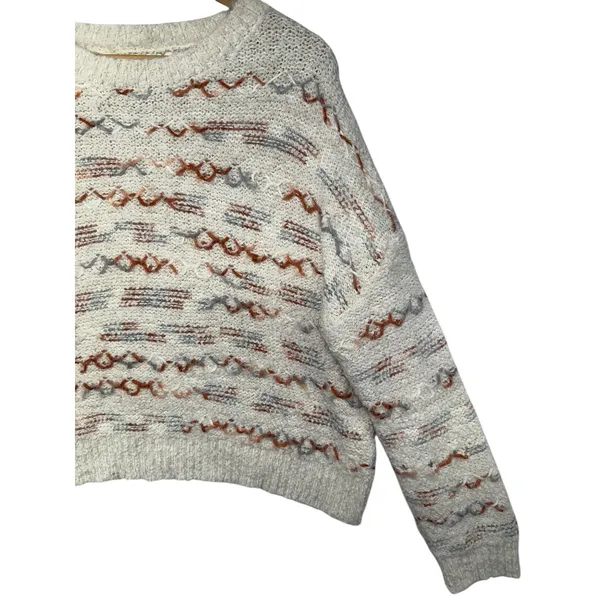 Altar'd State‎ Knit Geometric Pullover Cream Cozy Textured Relaxed Sweater L - Image 5