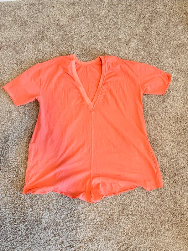 Fp Movement Hot Shot Tee Romper Onesie Oversized Size Small Neon Orange Nwot - Image 7