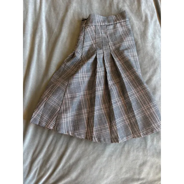 Garage Grey Pink Glen Plaid Pleated‎ Mini Skirt Skater Academic XS - Image 3
