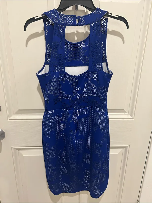 Bisou Bisou Cobalt Blue Lace Sleeveless Mini Dress - Image 5