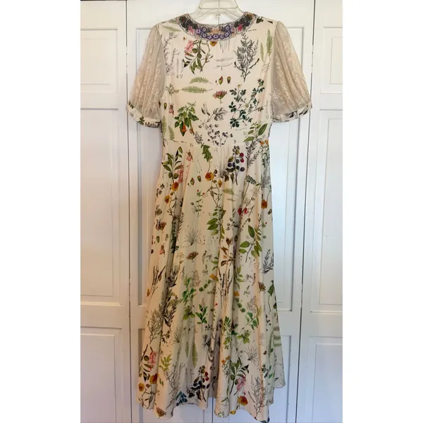 Anthropologie Gesha Designs Donna floral puff sleeve lace midi dress small - Image 8