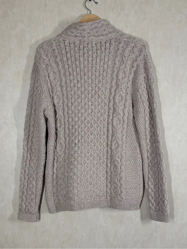 Boston Irish 100% New Merino Wool Asymmetrical Side Zip Cable Knit Sweater L - Image 4
