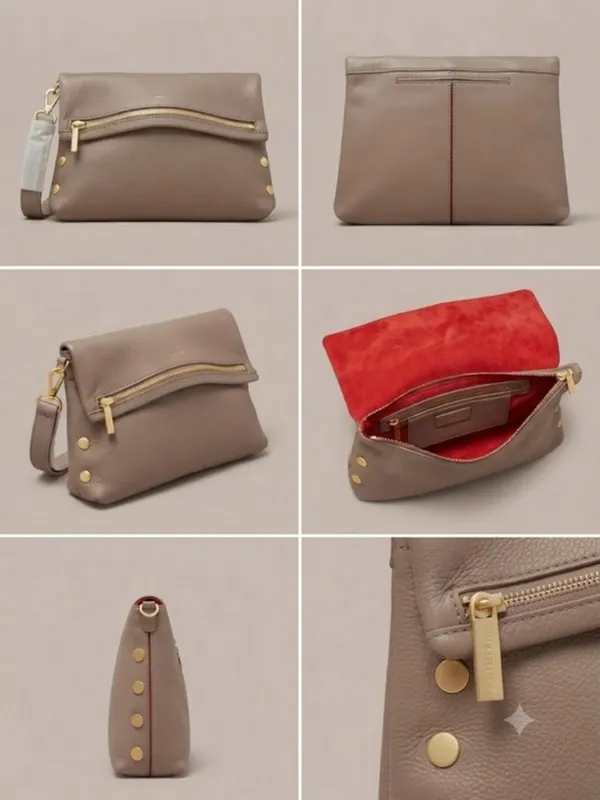 💕HAMMITT💕 VIP Medium Pebbled Leather Crossbody Bag ~ Sculpted Taupe NWT - Image 5