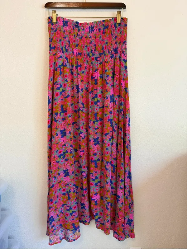 Natural Life convertible maxi skirt, floral print, front surplice slit, flowy XL - Image 7