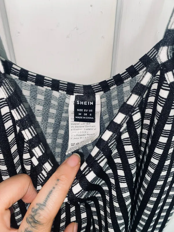 SheIn Black and White Gingham Strappy Jumpsuit - Image 2