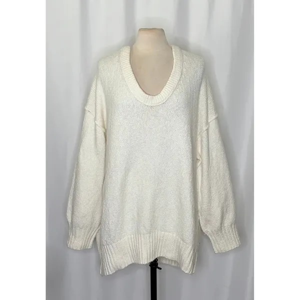 Revolve FREE PEOPLE Brookside Tunic Sweater‎ Ivory Slouchy Solid Scoop Large - Image 2