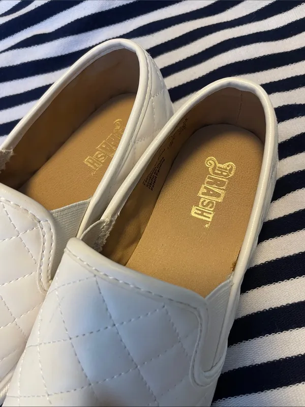 Brash White Quilted Slip-On Loafers - Image 2