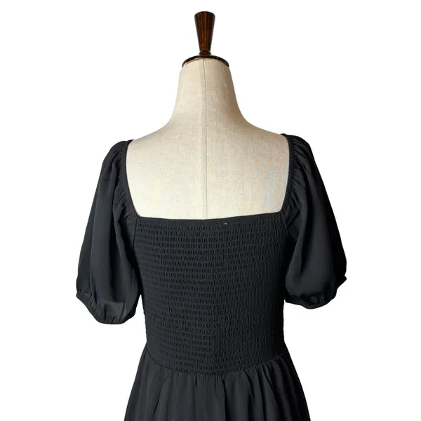 Baltic Born Poppy Satin Midi Dress Women Small Black Puff Sleeve Whimsigoth - Image 8