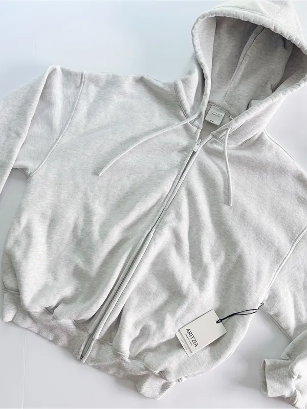 Aritzia Cozy Sweatfleece Mega Zip Hoodie Heather Cloud White - Image 7