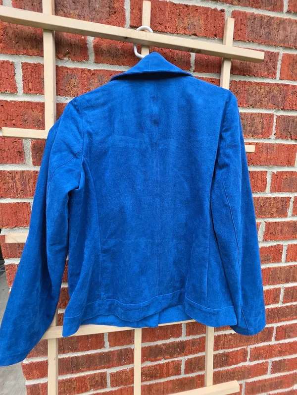 Chicos Faux Suede Jacket Artisan Sapphire Blue Moto Snap Front Chicos 0 4/6 - Image 7
