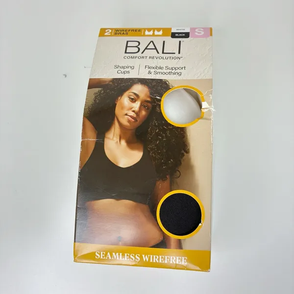 BALI 2-Pack Seamless Wirefree Bras Black/White Shaping Cups NWT Small - Image 2