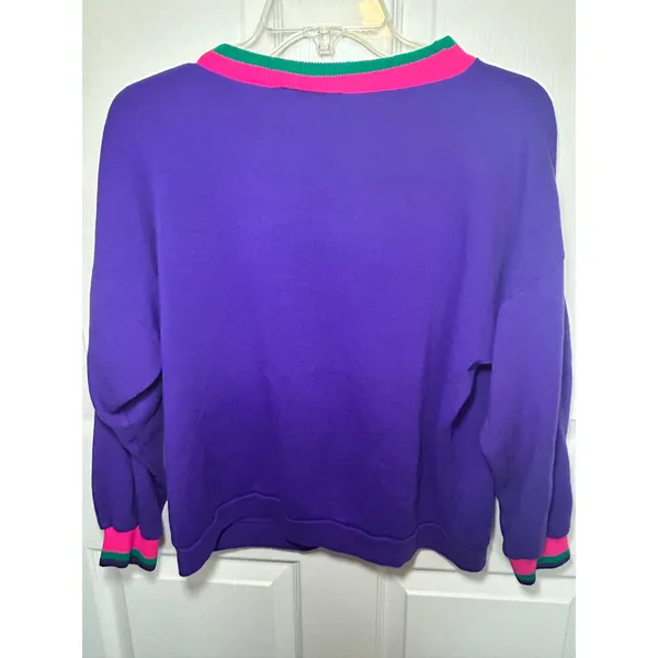 Megatrends Vintage 90s Purple Crewneck Sweatshirt with Pocket‎ Large - Image 5