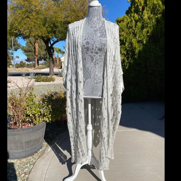 FREE PEOPLE Womens Cable Knit Poncho Cardigan Sweater Shawl in Grey XS/S - Image 8