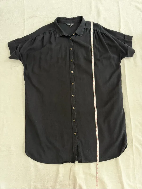 Well Worn Black Linen Blend Oversized Shirt Dress Pockets XXL - Image 7