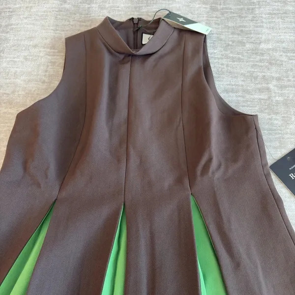 Tuckernuck Brown Green Demitasse Griffiths Dress NWT Size Small Lined‎ - Image 4
