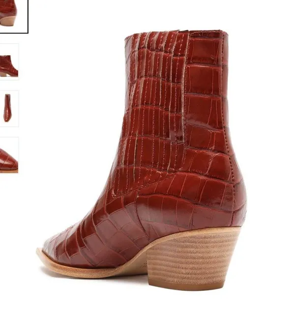 Schutz BRIANI CROCODILE EMBOSSED LEATHER BOOTIE - Image 3