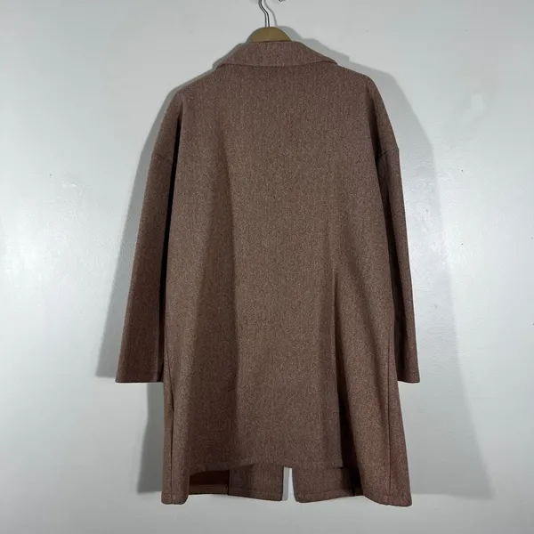 PrettyGarden Solid Notch Lapel Trench Coat Brown Classic Overcoat Size XL - Image 4