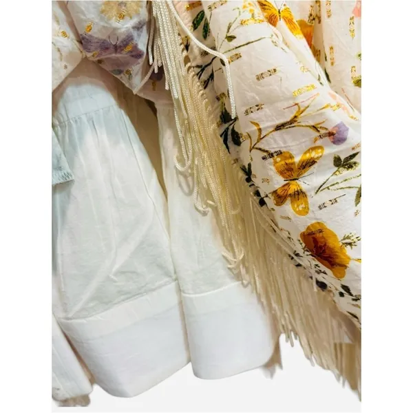 NWT‎ Eddy Gavin Fringe Mini Babydoll Dress Whimsy Gold Butterly Print $328 M - Image 6