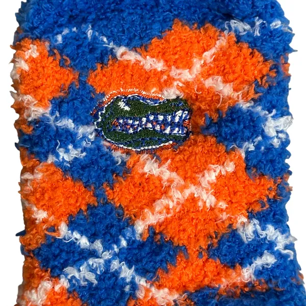 NWT University of Florida Gators Argyle Sleepsoft Socks Unisex Orange Blue Fuzzy - Image 3